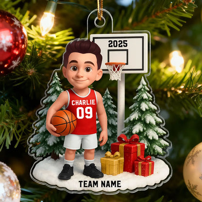 Basketball Acrylic Ornament with Custom Design – Festive Tree Decoration & Perfect Gift for Sports Lovers