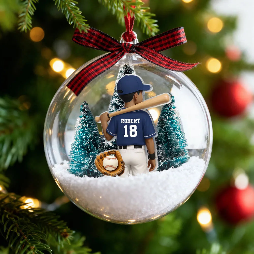 Baseball Ball Ornament – Snowy Scene Design, Perfect Gift for Baseball Lovers and Athletes