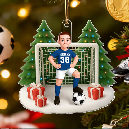 Soccer Acrylic Ornament – Sporty Holiday Gift for Football Lovers, Festive Christmas Tree Decoration