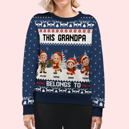 Sweatshirt with Christmas Elves, Custom All-Over Print for Nana, Cozy, Unique Holiday Gift, This Nana Belongs To