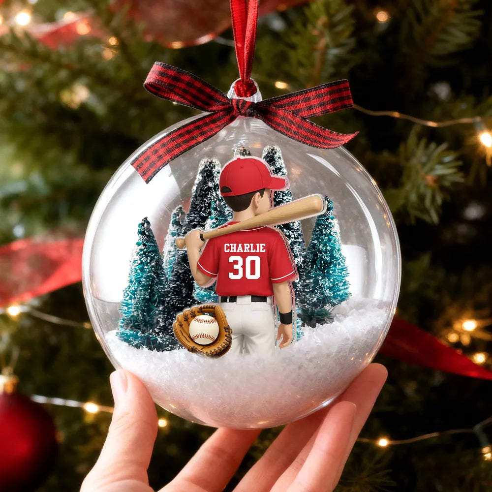 Baseball Ball Ornament – Snowy Scene Design, Perfect Gift for Baseball Lovers and Athletes