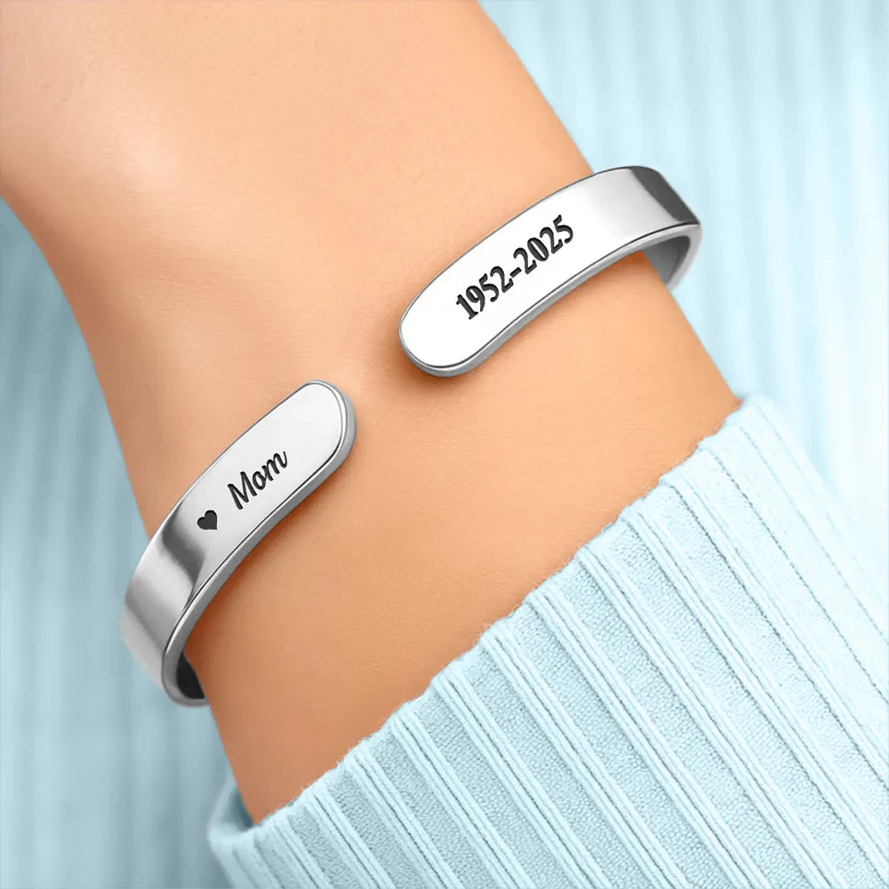Personalized Stainless Steel Cuff Bracelet, A Hug From Heaven, Unique Memorial Gift