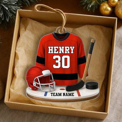 Acrylic Ornament Hockey Jersey, Customizable, Holiday Tree Ready, Team Spirit Keepsake, Unique Gift for Players & Fans