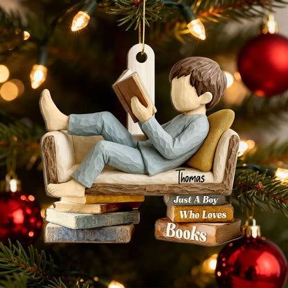 Wooden Ornament for Book Lovers, Cozy Reader on Sofa, Rustic Holiday Decor, A Unique Gift for Daughter or Friend