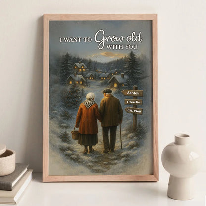 Personalized Poster for Couples Walking in Snowy Village, You & Me We Got This, Unique Romantic Gift for Him or Her