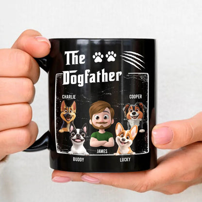 Personalized Dogfather Full Color Mug with Cartoon Man & Dog – Fun Coffee Gift for Dog Dads & Unique Birthday Surprise
