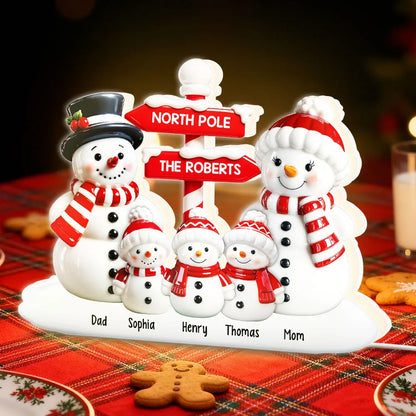 Personalized Acrylic Light Box with Snowman Family, North Pole Sign & Soft Warm Glow – Cute Christmas Decor & Unique Gift for Grandparents