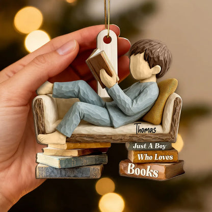 Wooden Ornament for Book Lovers, Cozy Reader on Sofa, Rustic Holiday Decor, A Unique Gift for Daughter or Friend