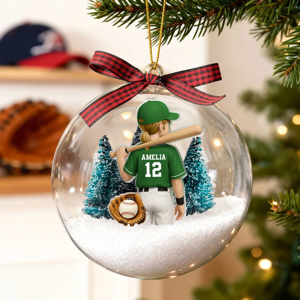 Baseball Ball Ornament – Snowy Scene Design, Perfect Gift for Baseball Lovers and Athletes