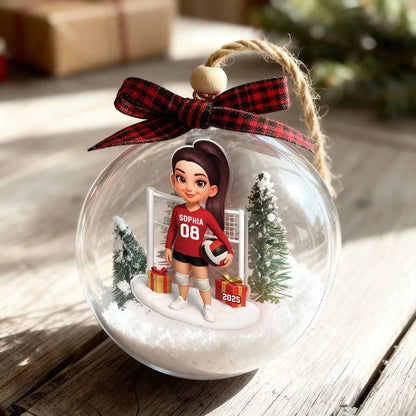 Custom Volleyball Girl Ornament - Unique Christmas Snow Globe Gift for Daughter, Teammate or Sports Lover Keepsake