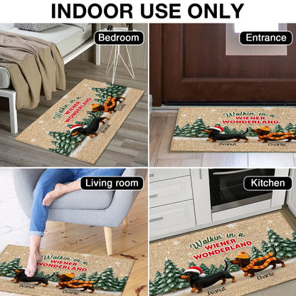 Personalized Dachshund Standard Doormat Christmas Entryway Decor, Walkin in a Wiener Wonderland, Unique Holiday Gift for Dog Lovers