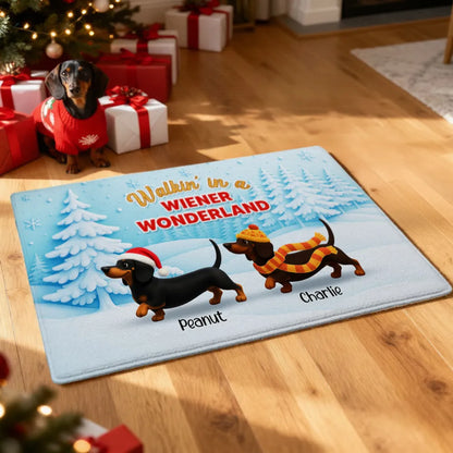 Personalized Dachshund Standard Doormat Christmas Entryway Decor, Walkin in a Wiener Wonderland, Unique Holiday Gift for Dog Lovers