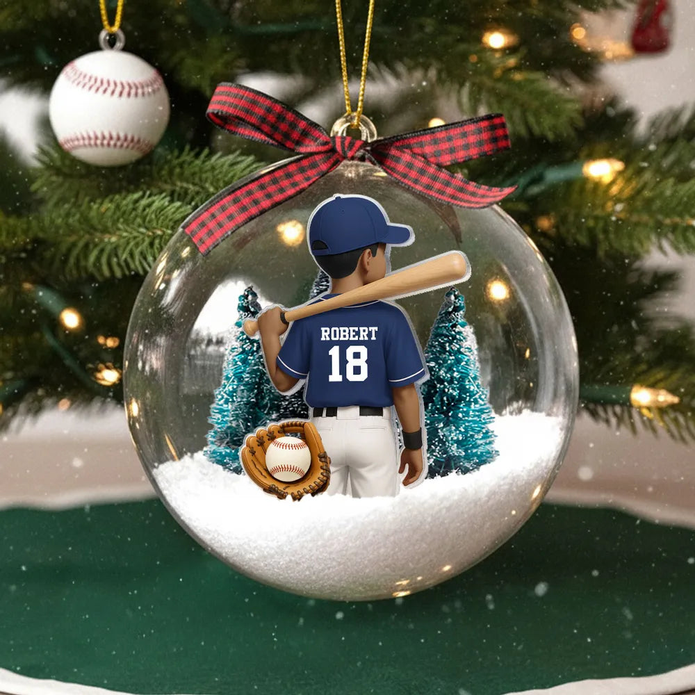 Baseball Ball Ornament – Snowy Scene Design, Perfect Gift for Baseball Lovers and Athletes