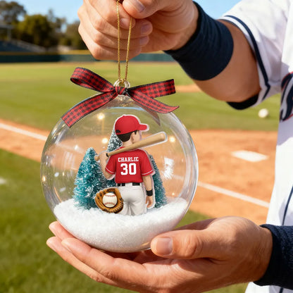 Baseball Ball Ornament – Snowy Scene Design, Perfect Gift for Baseball Lovers and Athletes