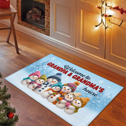 Welcome to Grandpa & Grandma’s House — Snowman Family Doormat, a Cozy Gift for Grandparents