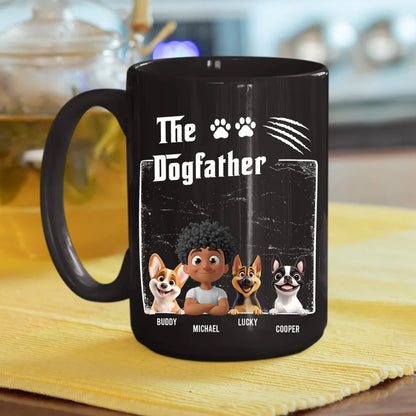 Personalized Dogfather Full Color Mug with Cartoon Man & Dog – Fun Coffee Gift for Dog Dads & Unique Birthday Surprise
