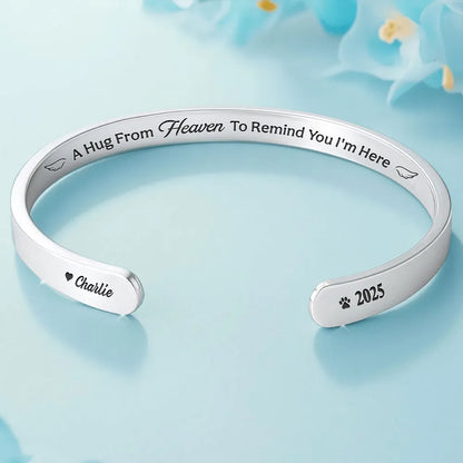 Personalized Stainless Steel Cuff Bracelet, A Hug From Heaven, Unique Memorial Gift