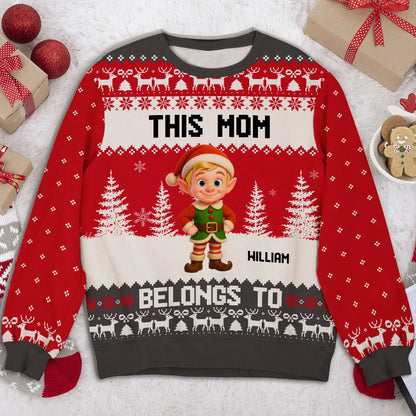 Sweatshirt with Christmas Elves, Custom All-Over Print for Nana, Cozy, Unique Holiday Gift, This Nana Belongs To