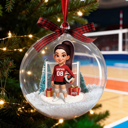Custom Volleyball Girl Ornament - Unique Christmas Snow Globe Gift for Daughter, Teammate or Sports Lover Keepsake