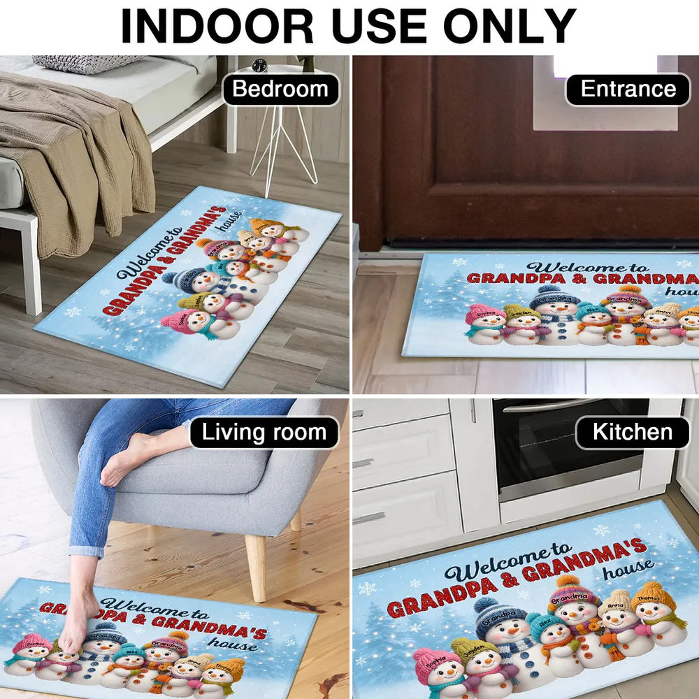 Welcome to Grandpa & Grandma’s House — Snowman Family Doormat, a Cozy Gift for Grandparents