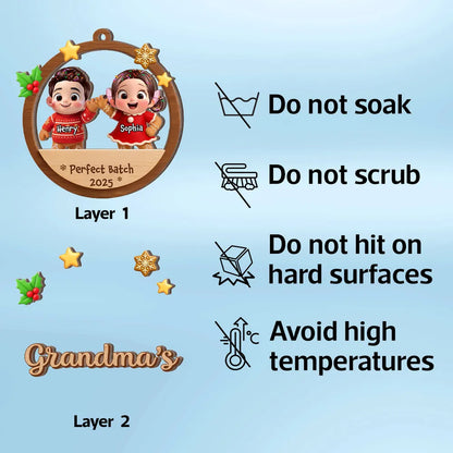 Personalized Wooden Ornament for Grandma - 2-Layer Cookie Design, Easy to Hang, Heartwarming Christmas Keepsake Gift