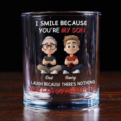 Personalized Dad and Son Whiskey Glass — Clear Print, Perfect Gift for Father’s Day