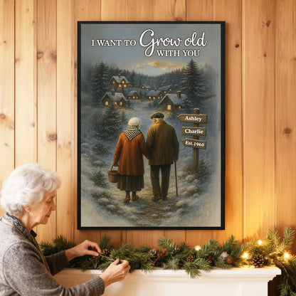 Personalized Poster for Couples Walking in Snowy Village, You & Me We Got This, Unique Romantic Gift for Him or Her