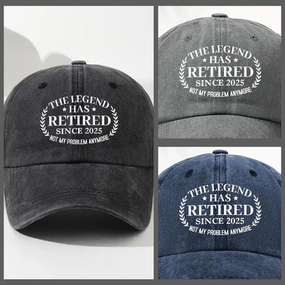 Personalized Washed Denim Baseball Cap, The Legend Has Retired Unique Gift for Retiree