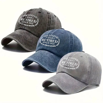 Personalized Washed Denim Baseball Cap, The Legend Has Retired Unique Gift for Retiree