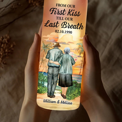 From Our First Kiss Till Our Last Breath – Personalized Bottle Lamp Gift for Couples