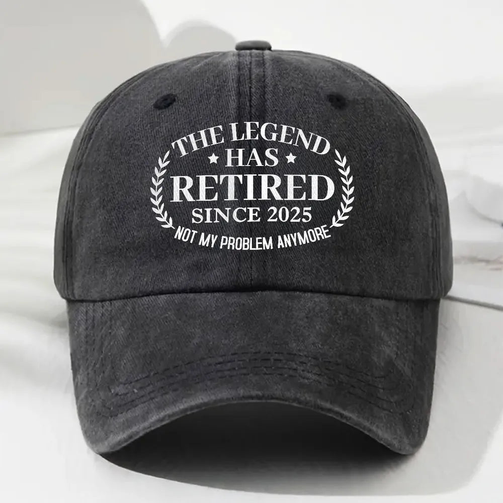 Personalized Washed Denim Baseball Cap, The Legend Has Retired Unique Gift for Retiree