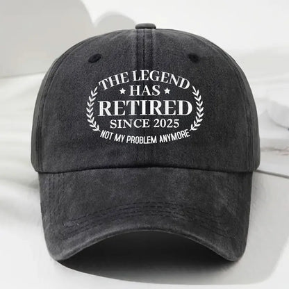 Personalized Washed Denim Baseball Cap, The Legend Has Retired Unique Gift for Retiree