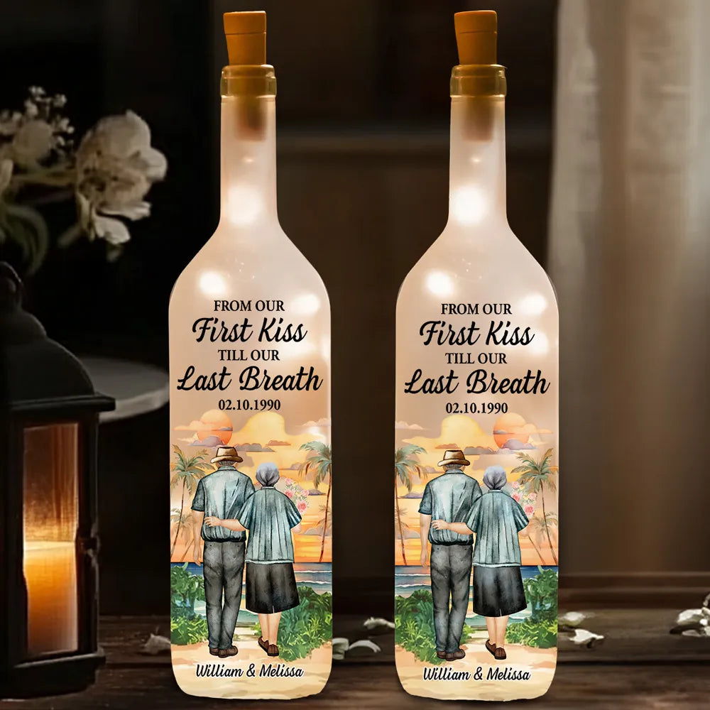From Our First Kiss Till Our Last Breath – Personalized Bottle Lamp Gift for Couples