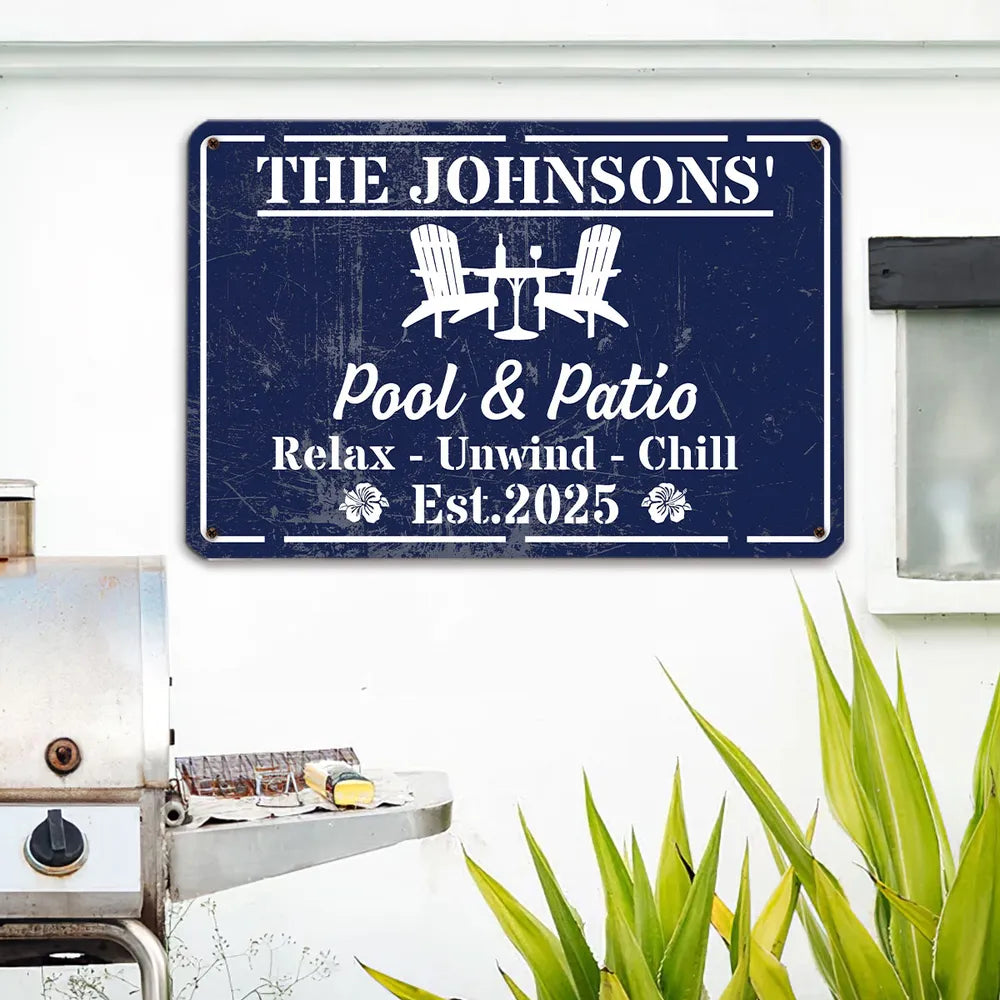 Personalized Rectangular Iron Sign, Backyard Oasis Decor, Unique Creative Gift for Family Patio