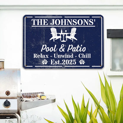 Personalized Rectangular Iron Sign, Backyard Oasis Decor, Unique Creative Gift for Family Patio