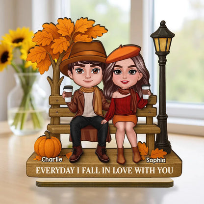 “Everyday I Fall in Love with You” Wooden Plaque – Custom Gift for Couples or Lovers
