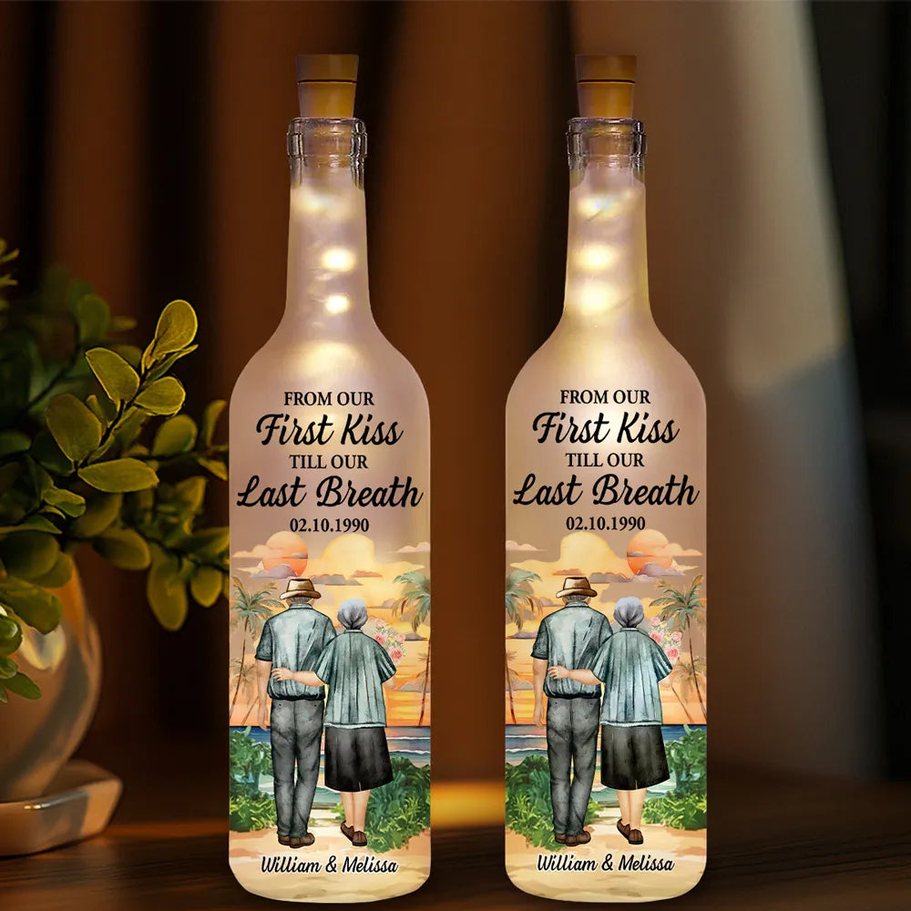 From Our First Kiss Till Our Last Breath – Personalized Bottle Lamp Gift for Couples