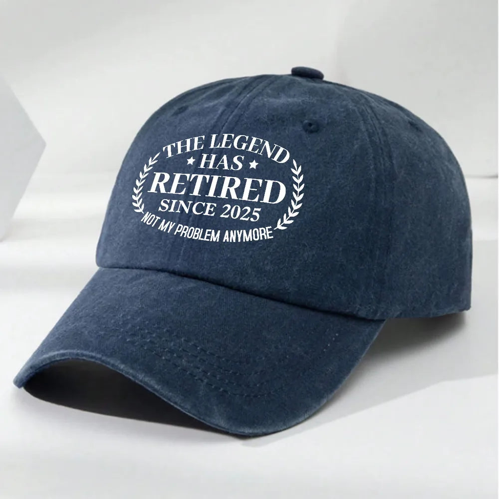Personalized Washed Denim Baseball Cap, The Legend Has Retired Unique Gift for Retiree