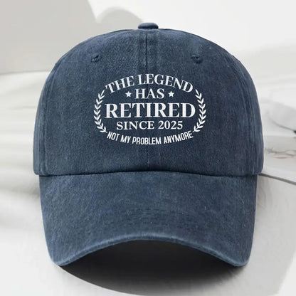 Personalized Washed Denim Baseball Cap, The Legend Has Retired Unique Gift for Retiree
