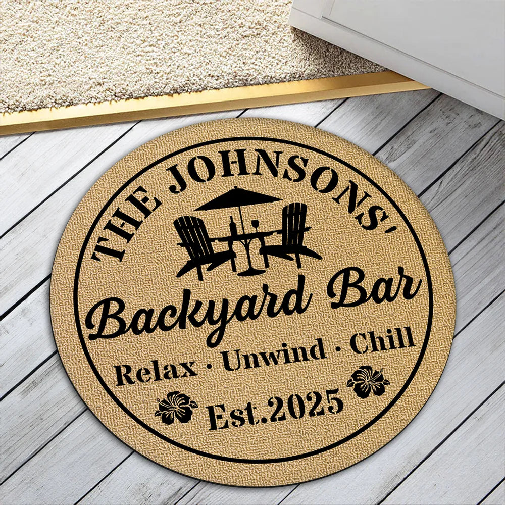 Custom Shaped Doormat with Pool Chairs & Umbrella, Relax Unwind Chill, Creative Gift for Homeowners