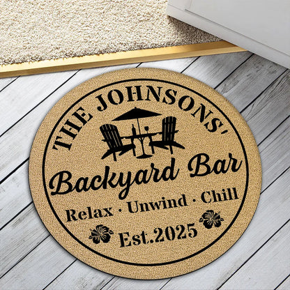 Custom Shaped Doormat with Pool Chairs & Umbrella, Relax Unwind Chill, Creative Gift for Homeowners