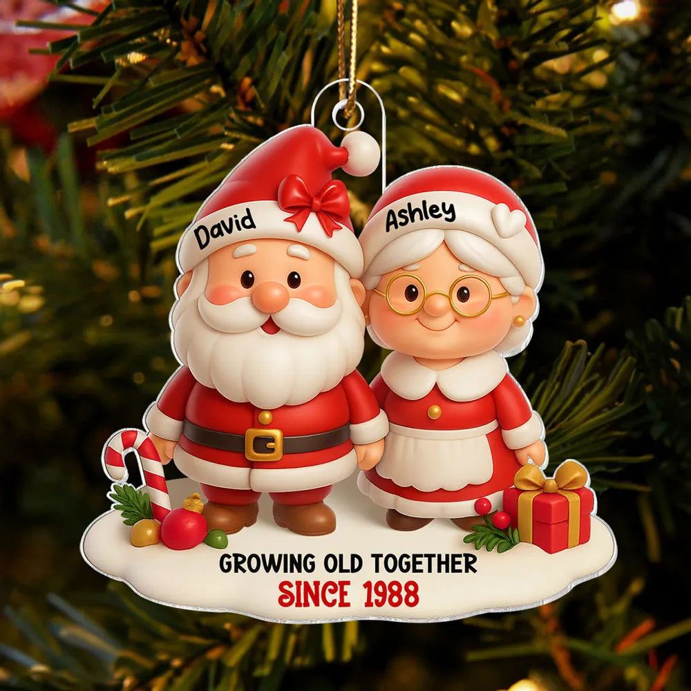 Acrylic Ornament – Growing Old Together Personalized Santa Couple ...