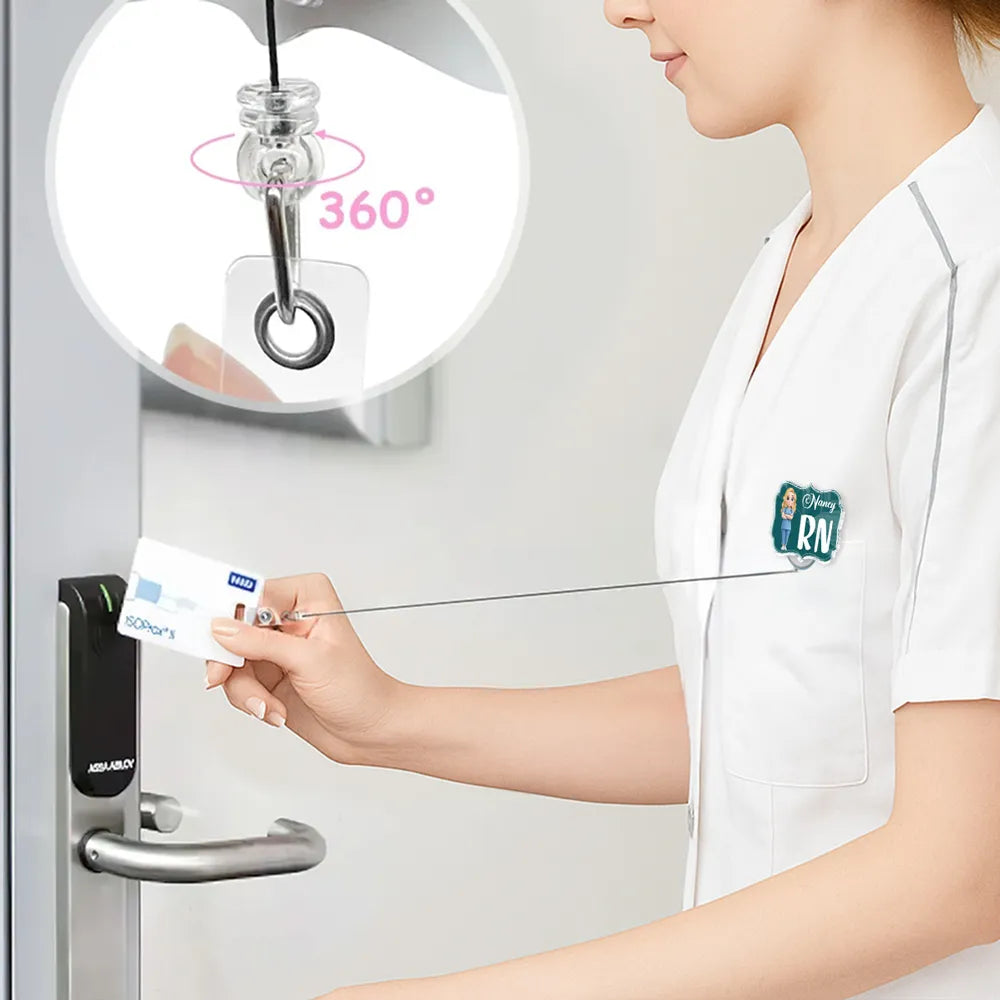 Personalized Acrylic Badge Reel with RN Nurse Illustration, Unique Creative Gift for Nurses