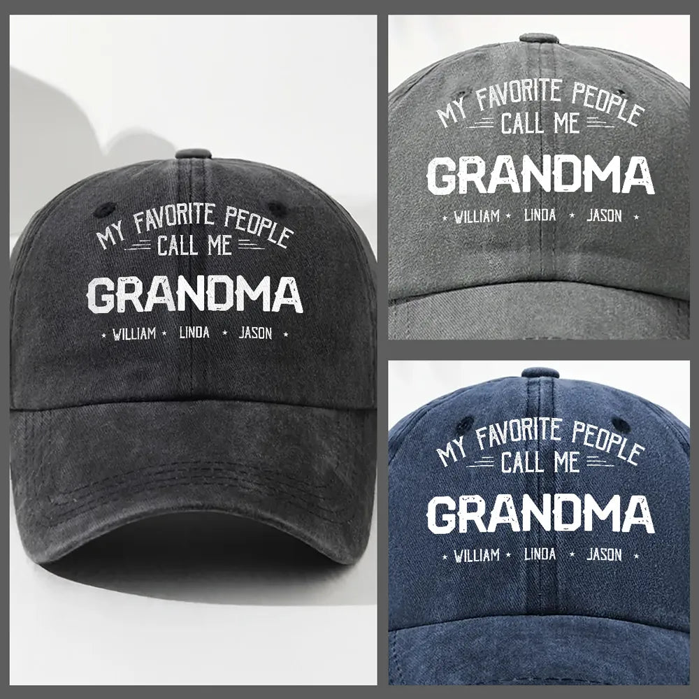 Personalized Washed Denim Baseball Cap 'My Favorite People Call Me Gra ...