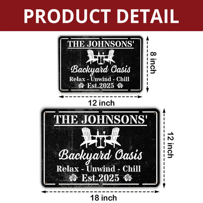 Personalized Rectangular Iron Sign, Backyard Oasis Decor, Unique Creative Gift for Family Patio
