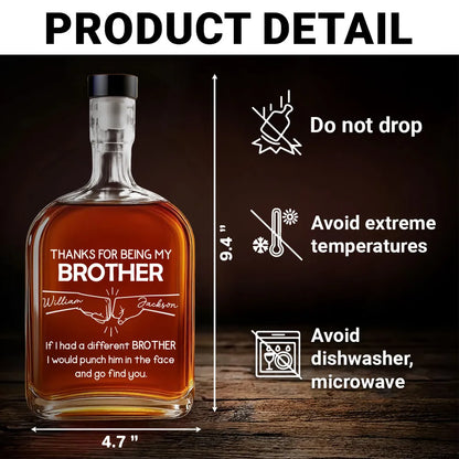 Glass Spirits Decanter with Brother Engraved Design, Heartfelt Gift Choice for Special Occasions