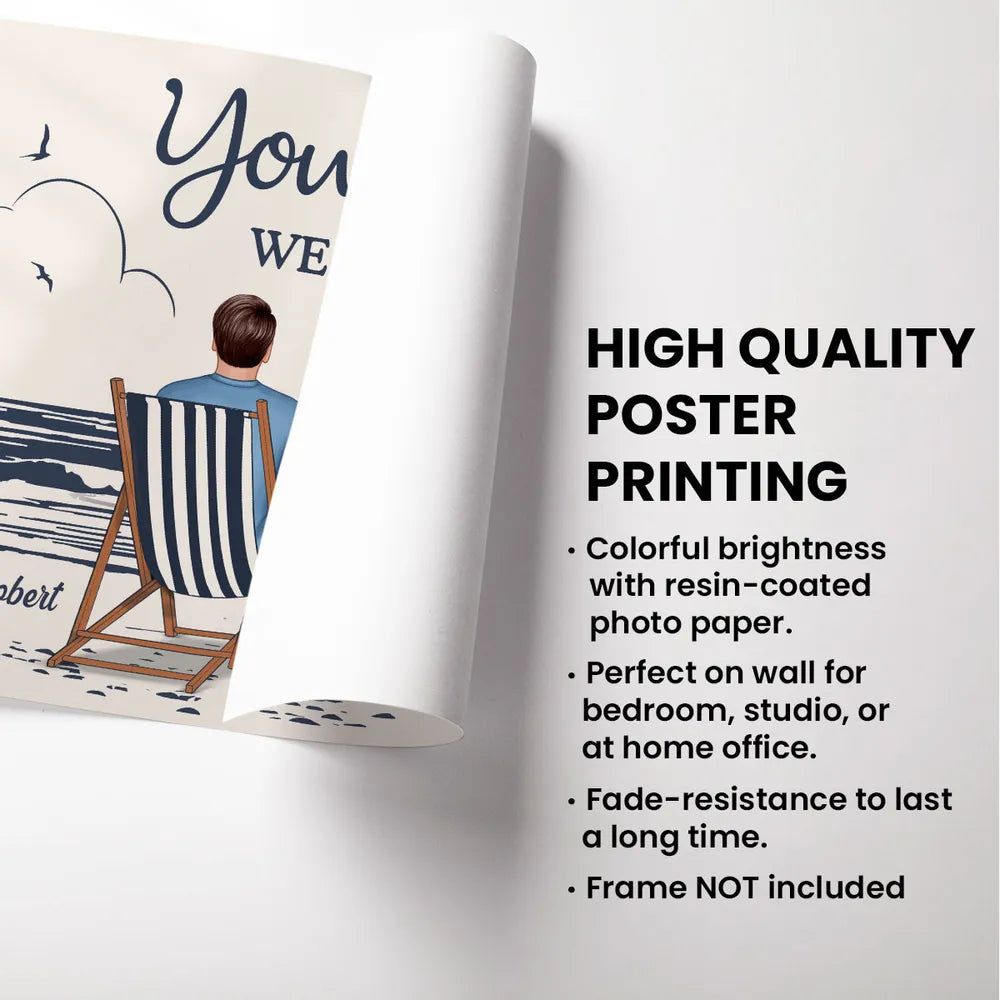 "You & Me We Got This – Custom Line-Art Poster with Sunset Beach Scene"