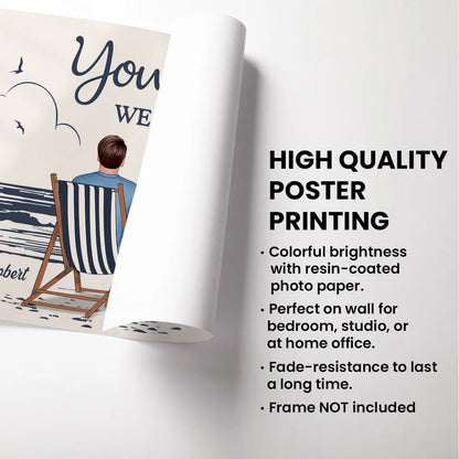 "You & Me We Got This – Custom Line-Art Poster with Sunset Beach Scene"