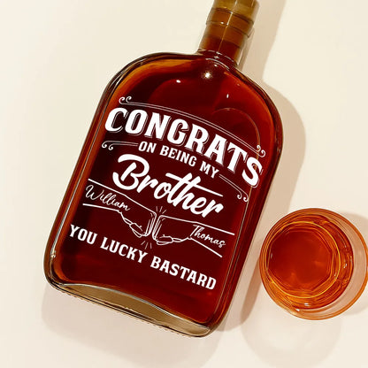 Spirits Decanter, Personalized Custom and Airtight Stopper, Unique Funny Gift for Brother, Home Bar Elegance