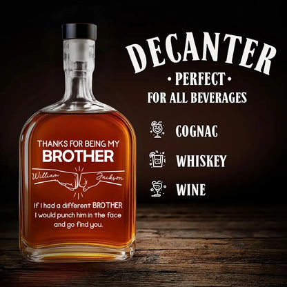 Glass Spirits Decanter with Brother Engraved Design, Heartfelt Gift Choice for Special Occasions